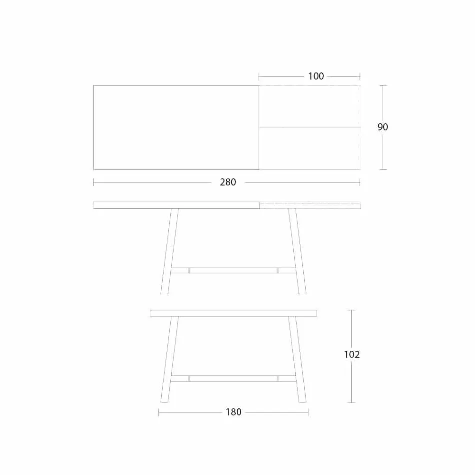 Table à manger extensible en bois et métal jusqu'à 280 cm - Gallotto Viadurini