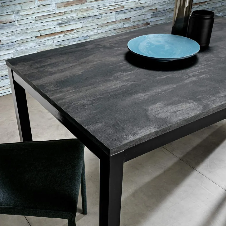 Table de salon extensible avec plateau en mélamine et pieds en métal - Shaila Viadurini