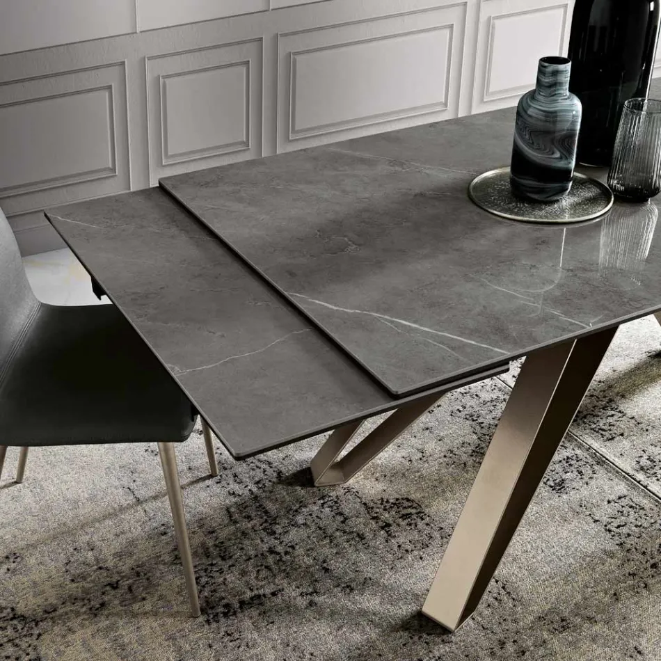 Table de salon extensible en métal et vitrocéramique fabriquée en Italie - Meluso Viadurini