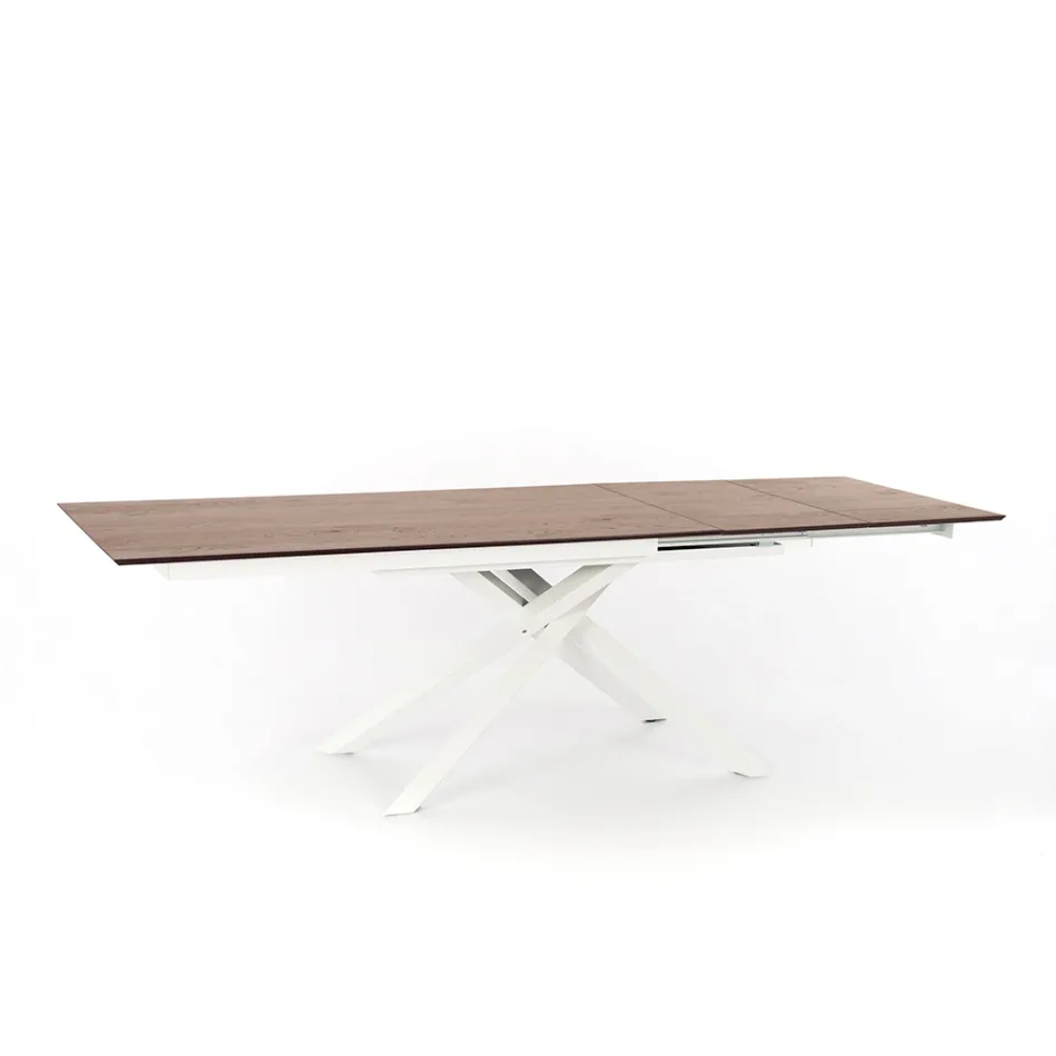 Table design extensible avec pieds en métal, Lucera Viadurini