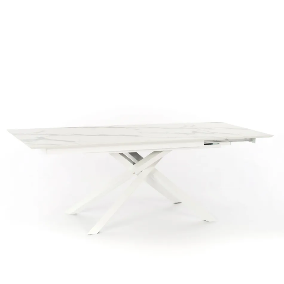 Table design extensible avec pieds en métal, Lucera Viadurini