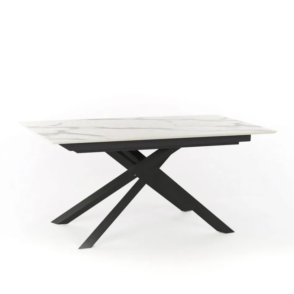 Table design extensible avec pieds en métal, Lucera Viadurini