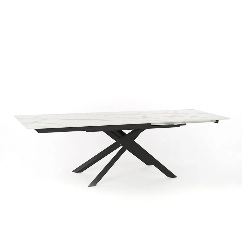 Table design extensible avec pieds en métal, Lucera Viadurini