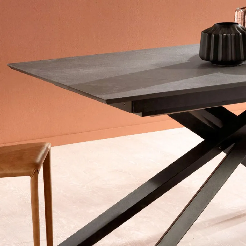 Table design extensible avec pieds en métal, Lucera Viadurini