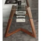 Table de salle à manger extensible avec palteau en verre trempé Iside Viadurini