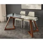 Table de salle à manger extensible avec palteau en verre trempé Iside Viadurini