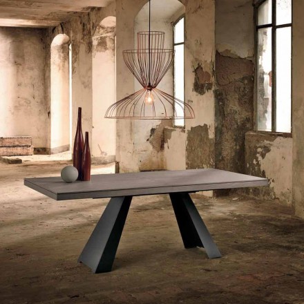 Table design extensible en bois de chêne fabriqué en Italie Zerba Viadurini