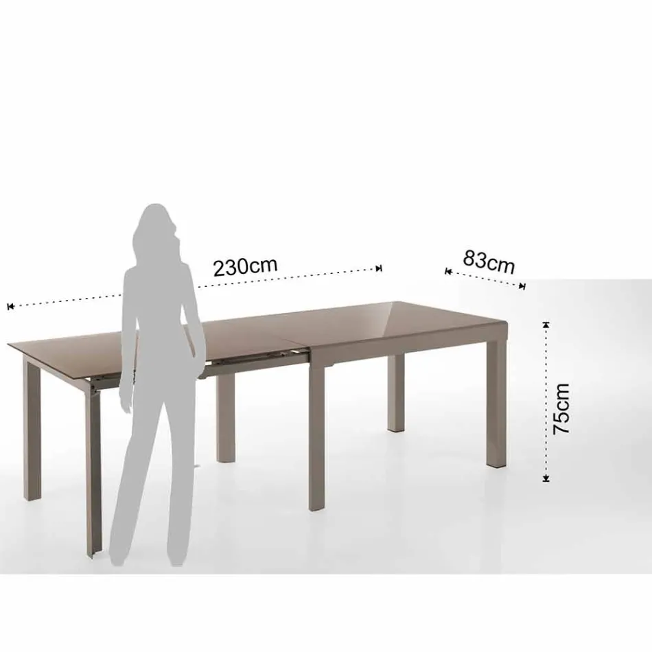 Table Design Extensible en Verre et Métal, Warrior Viadurini