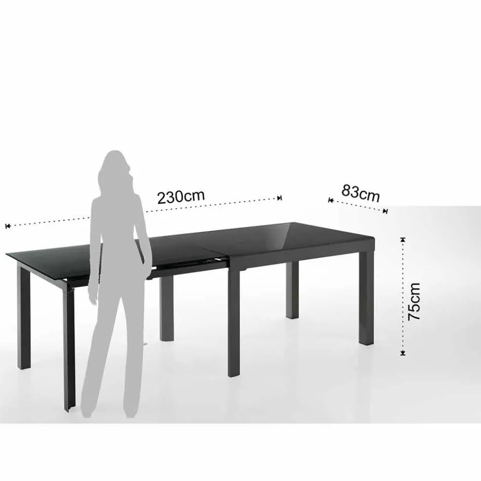 Table Design Extensible en Verre et Métal, Warrior Viadurini