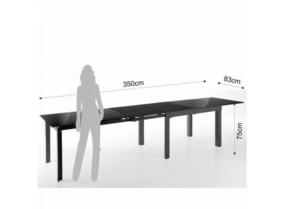Table Design Extensible en Verre et Métal, Warrior Viadurini