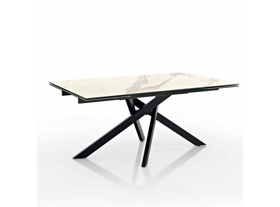 Table design extensible en verre céramique fabriquée en Italie, Dionigi Viadurini
