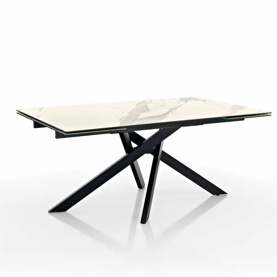 Table design extensible en verre céramique fabriquée en Italie, Dionigi Viadurini