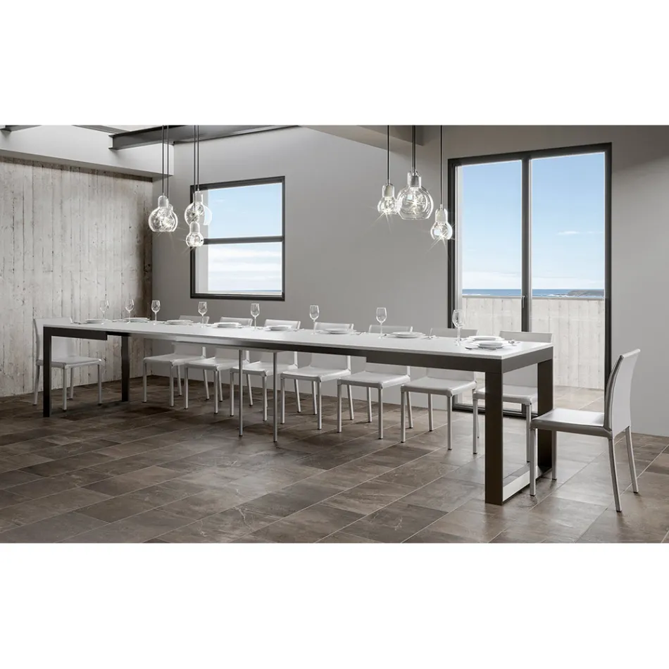 Table extensible de design moderne en bois mélaminé - Badesi Viadurini