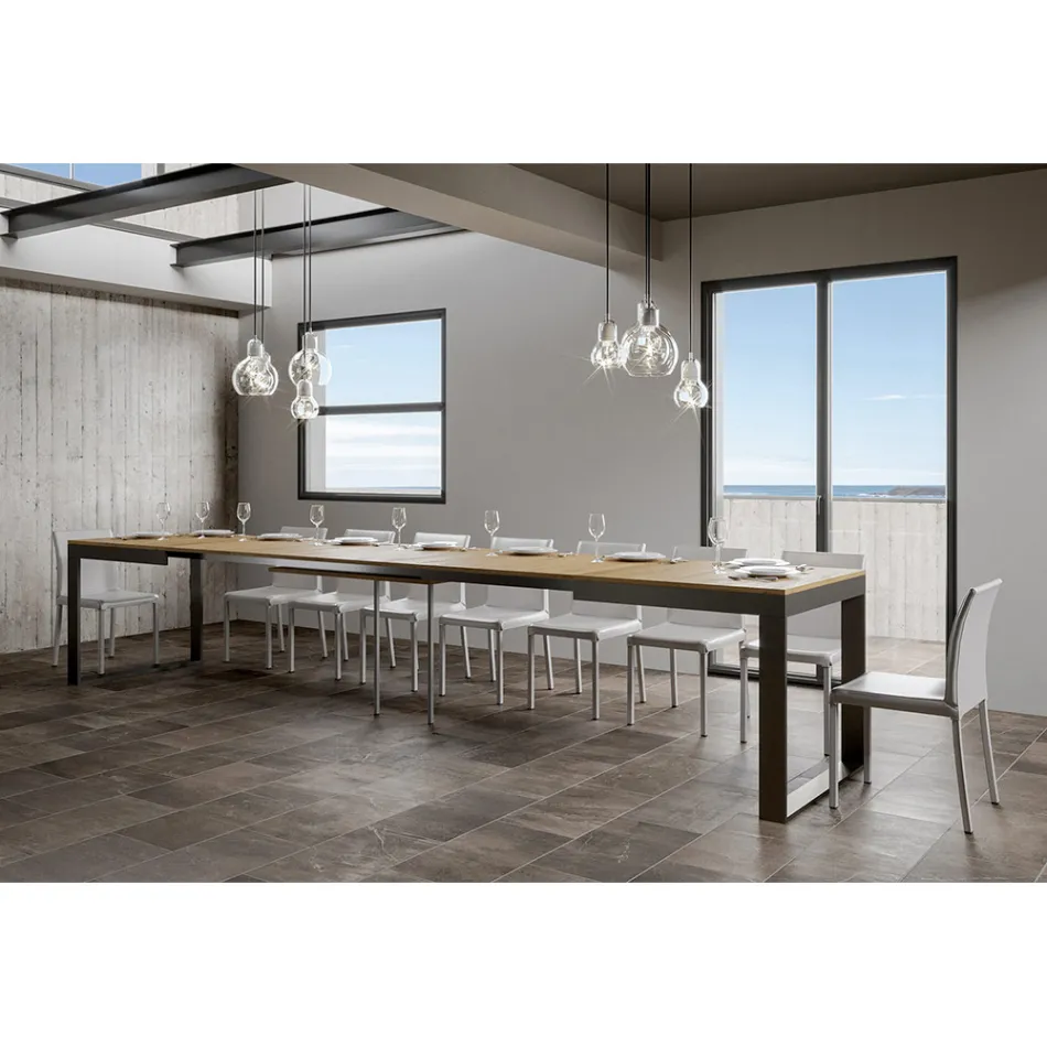 Table extensible de design moderne en bois mélaminé - Badesi Viadurini