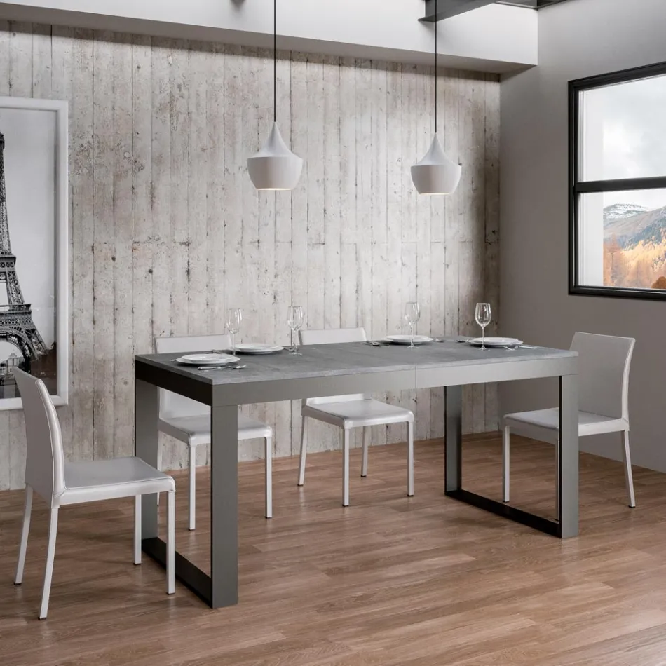 Table extensible de design moderne en bois mélaminé - Badesi Viadurini