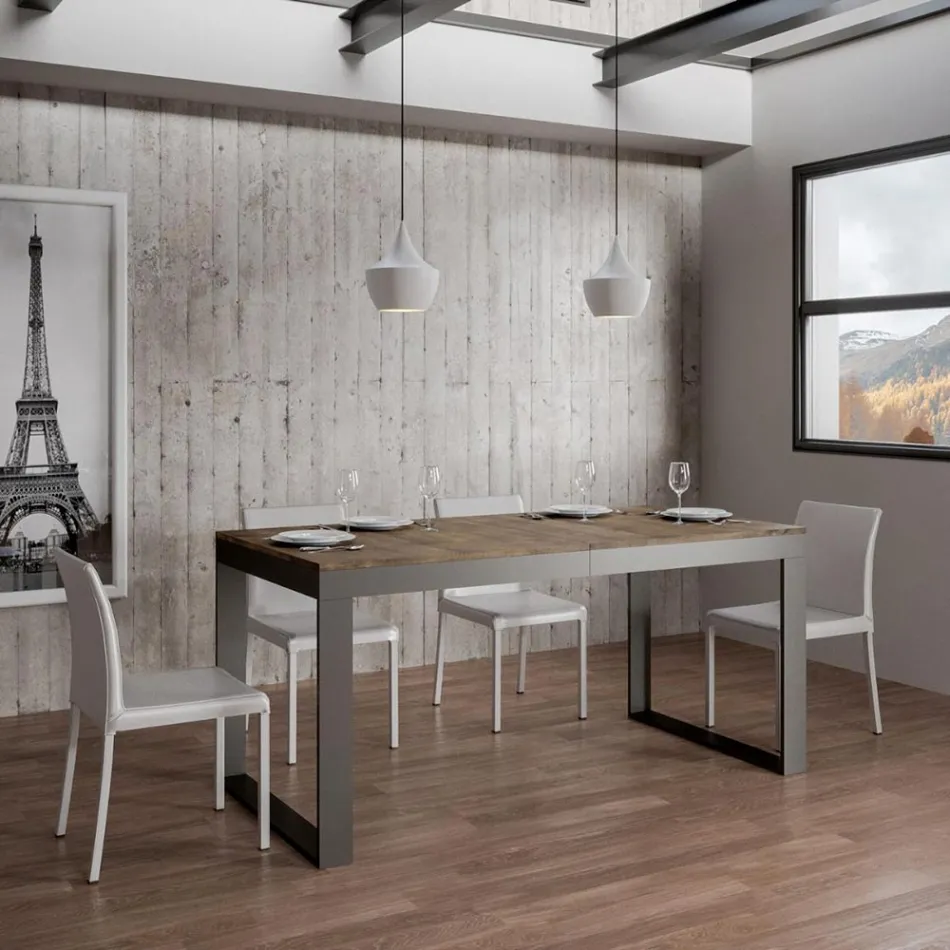 Table extensible de design moderne en bois mélaminé - Badesi Viadurini