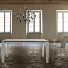 Table extensible jusqu'à 14 places en céramique et acier fabriquée en Italie – Années 70 Viadurini