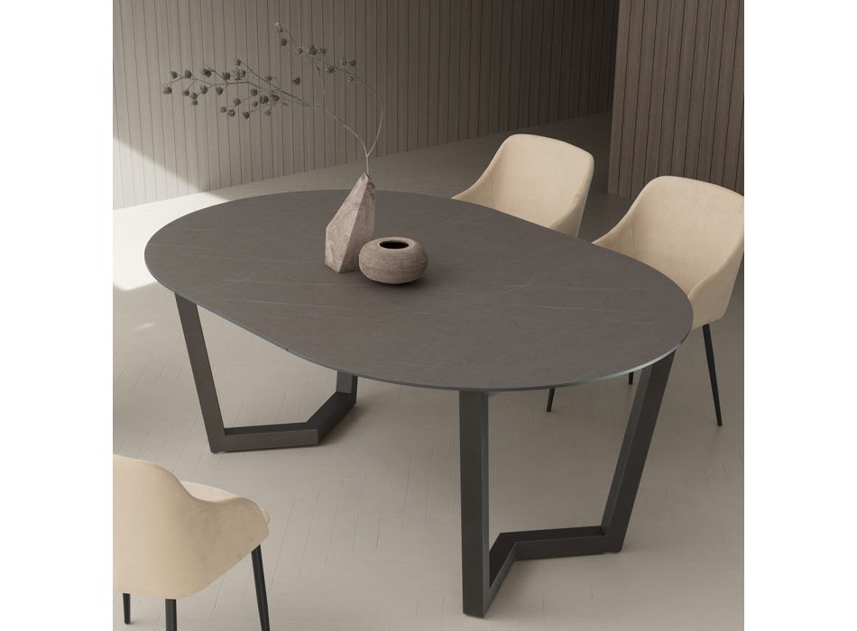 Table Extensible Jusqu'à 180 cm Ronde Hpl Stratifié Made in Italy - Bastiano Viadurini