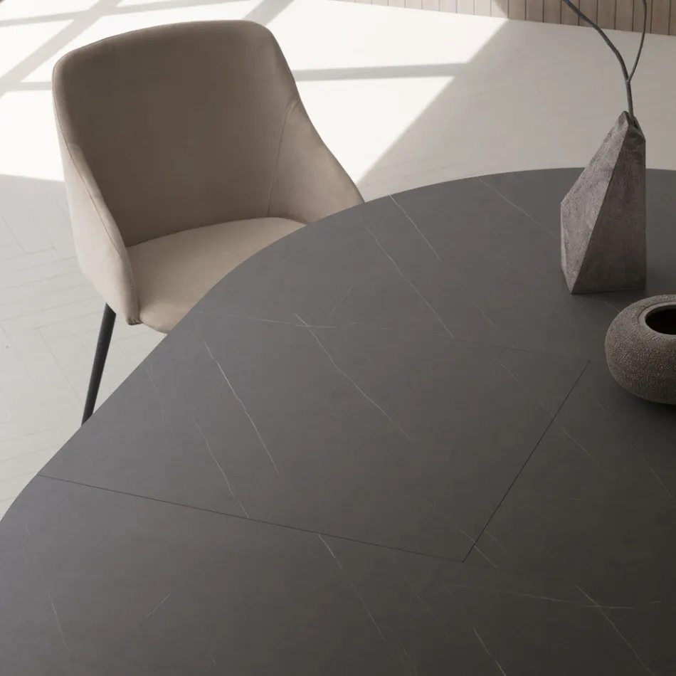 Table Extensible Jusqu'à 180 cm Ronde Hpl Stratifié Made in Italy - Bastiano Viadurini