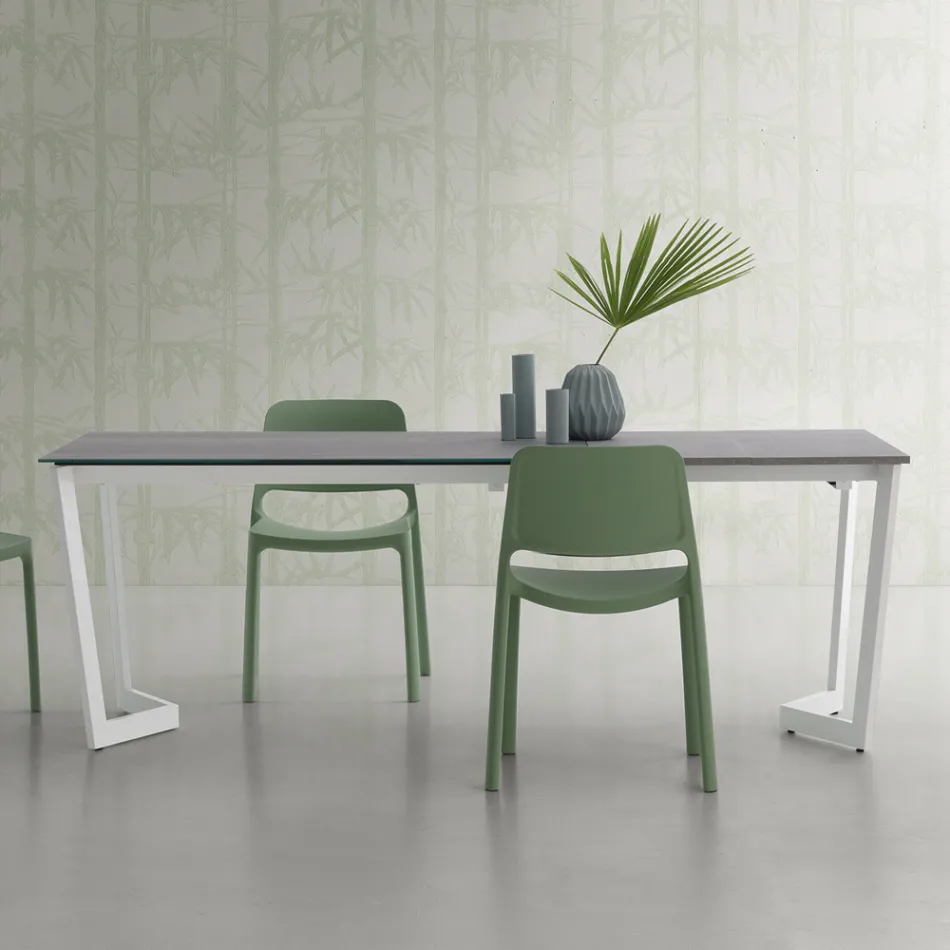 Table Extensible Jusqu'à 238 cm avec Plateau Laminam Made in Italy - Pablito Viadurini