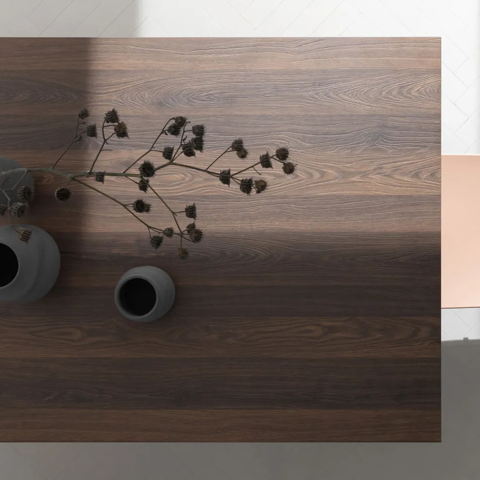 Table Extensible Jusqu'à 238 cm Moka Métal et Hpl Made in Italy - Pablito Viadurini