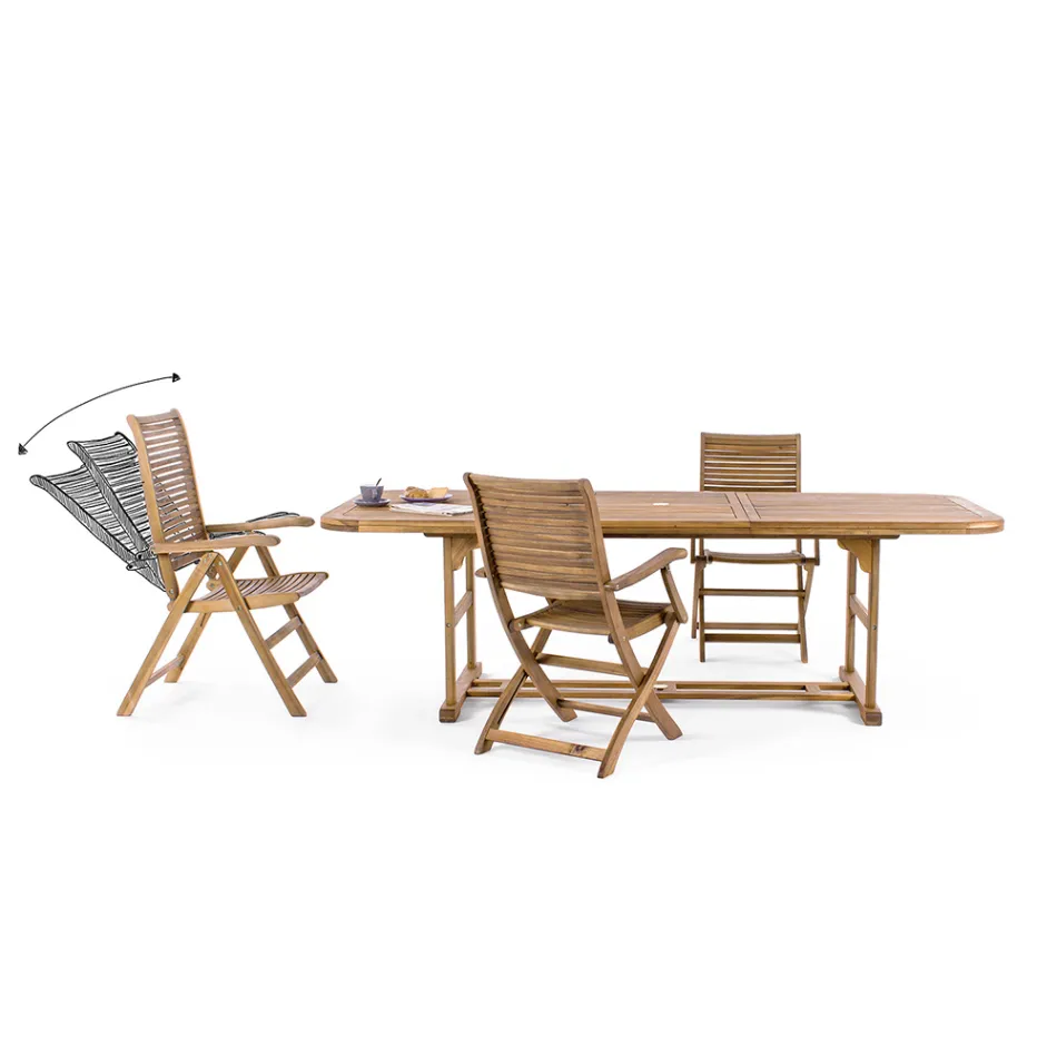 Table de jardin extensible en bois jusqu'à 240 cm, par Design - Roxen Viadurini