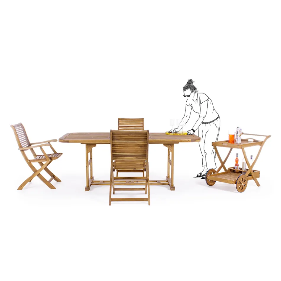 Table de jardin extensible en bois jusqu'à 240 cm, par Design - Roxen Viadurini