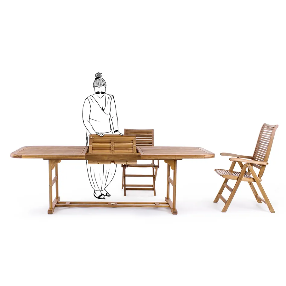 Table de jardin extensible en bois jusqu'à 240 cm, par Design - Roxen Viadurini
