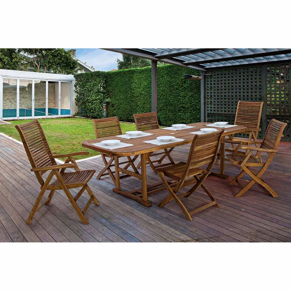 Table de jardin extensible en bois jusqu'à 240 cm, par Design - Roxen Viadurini