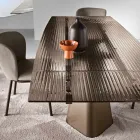 Table extensible jusqu'à 240 cm en verre côtelé transparent, fabriquée en Italie - Talete Viadurini