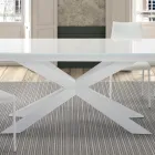 Table extensible jusqu'à 278 cm en verre et acier blanc Made in Italy - Grotta Viadurini