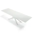 Table extensible jusqu'à 278 cm en verre et acier blanc Made in Italy - Grotta Viadurini