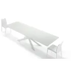 Table extensible jusqu'à 278 cm en verre et acier blanc Made in Italy - Grotta Viadurini