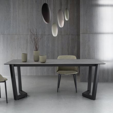Table Extensible Jusqu'à 300 cm Base En Métal Made in Italy - Bastiano Viadurini