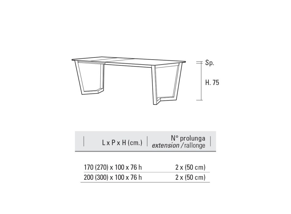 Table Extensible Jusqu'à 300 cm en Fenix Stratifié Made in Italy - Bastiano Viadurini