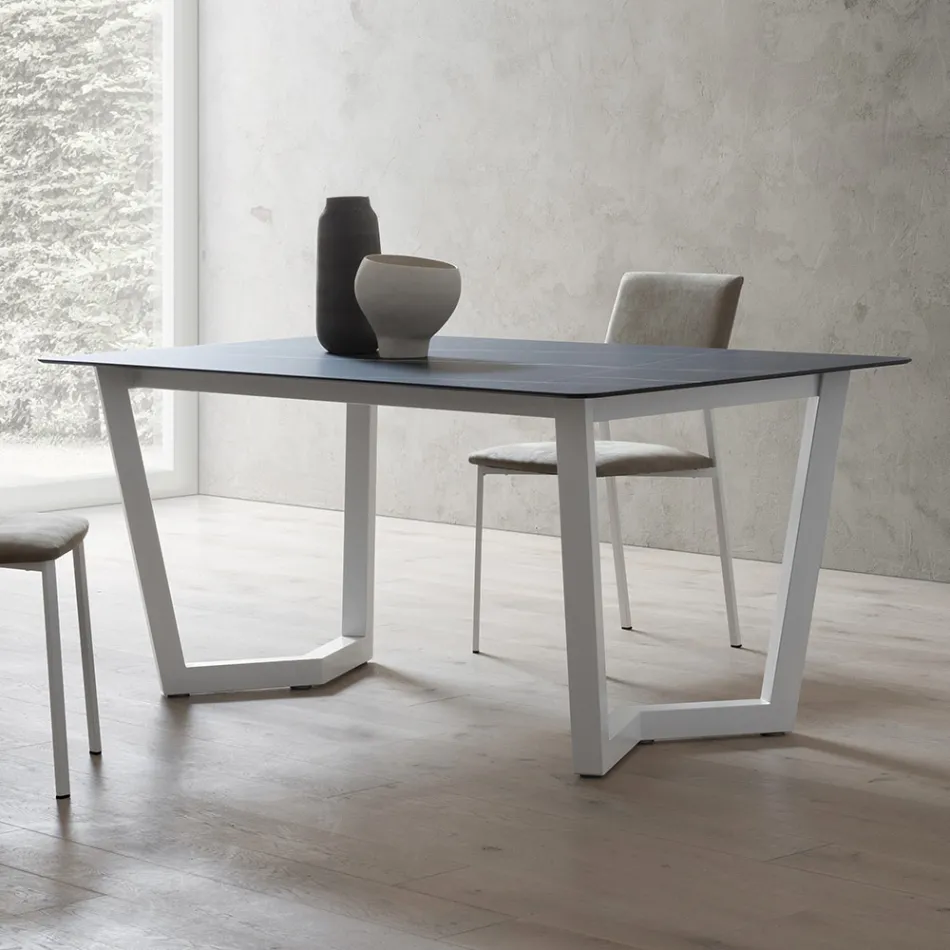Table extensible jusqu'à 300 cm Plateau en stratifié HPL Made in Italy - Bastiano Viadurini