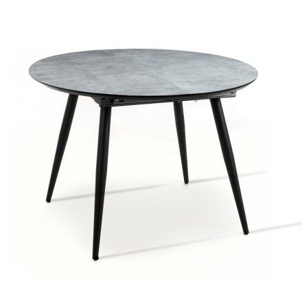 Table extensible jusqu'à 150 cm avec plateau en mélamine et base en métal - Iberia Viadurini