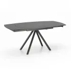 Table extensible jusqu'à 180 cm en céramique sur verre et métal - Lozzolo Viadurini