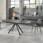Table extensible jusqu'à 180 cm en céramique sur verre et métal - Lozzolo Viadurini