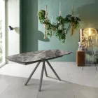 Table extensible jusqu'à 180 cm en céramique sur verre et métal - Lozzolo Viadurini