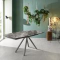 Table extensible jusqu'à 180 cm en céramique sur verre et métal - Lozzolo