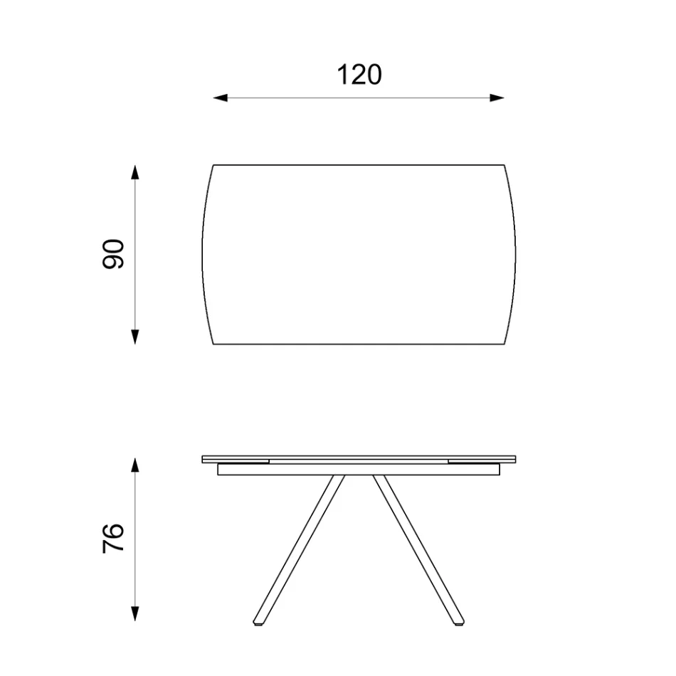Table extensible jusqu'à 180 cm en céramique sur verre et métal - Lozzolo Viadurini
