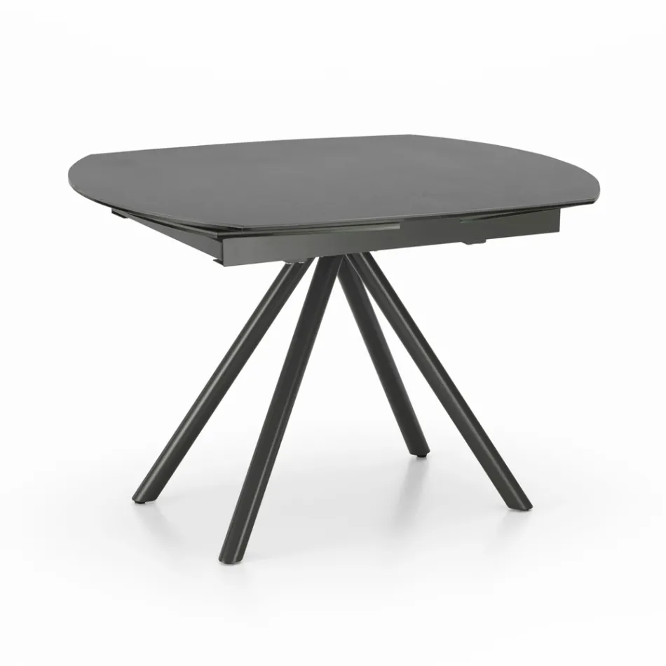 Table extensible jusqu'à 180 cm en céramique sur verre et métal - Lozzolo Viadurini
