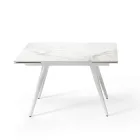 Table extensible jusqu'à 180 cm en pierre effet marbre et métal - Numa Viadurini