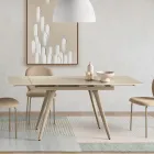 Table extensible jusqu'à 180 cm en pierre effet marbre et métal - Numa Viadurini