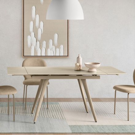 Table extensible jusqu'à 180 cm en pierre effet marbre et métal - Numa Viadurini
