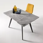Table extensible jusqu'à 180 cm en pierre effet marbre et métal - Numa Viadurini