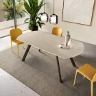 Table extensible jusqu'à 180 cm en pierre frittée effet marbre - Talia Viadurini