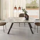 Table extensible jusqu'à 180 cm en pierre frittée effet marbre - Talia Viadurini