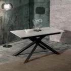 Table extensible jusqu'à 190 cm en métal et plateau mélaminé - Lavande Viadurini